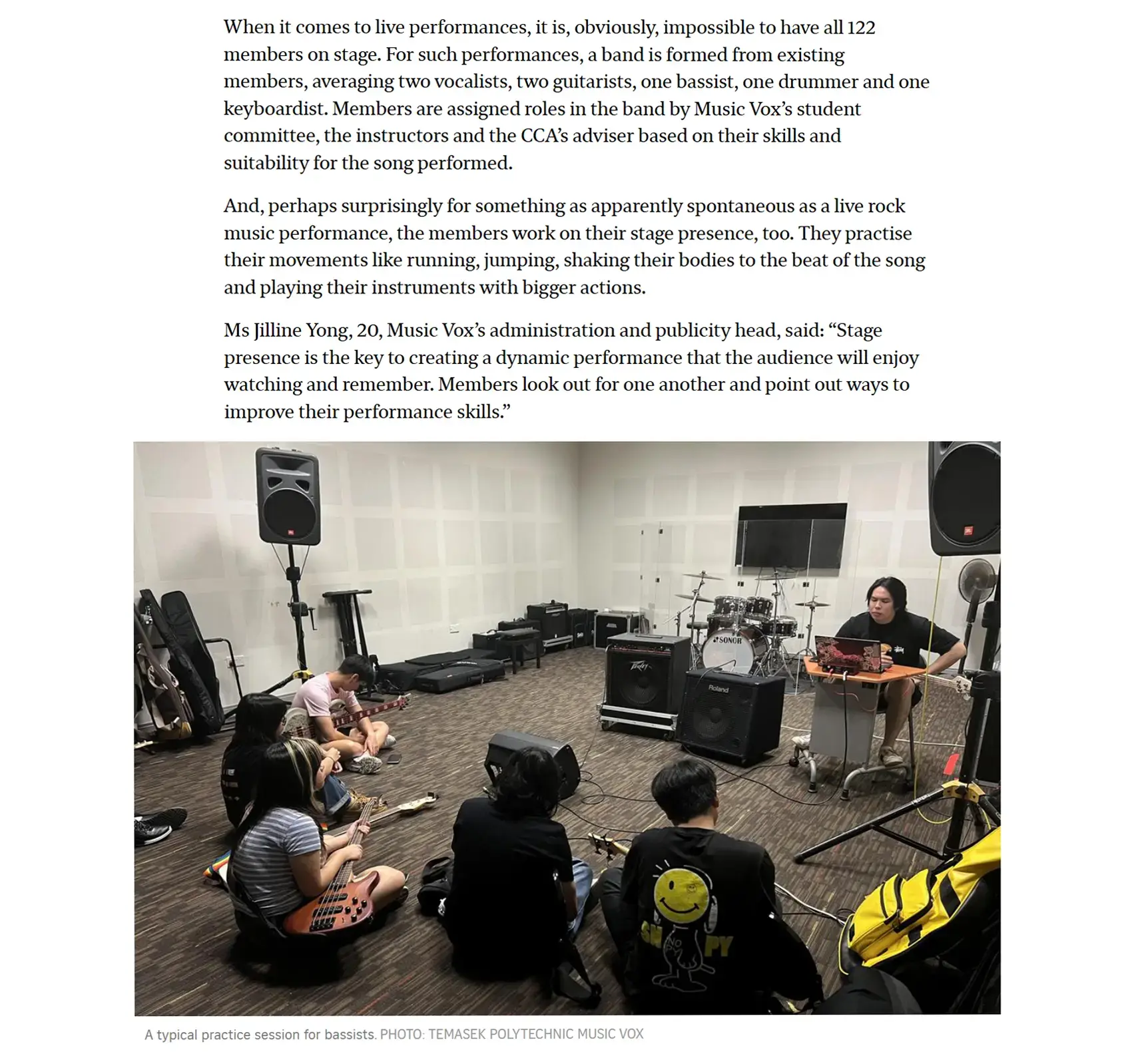 Temasek Polytechnic's Music Vox is 2-in-1 CCA and pop group