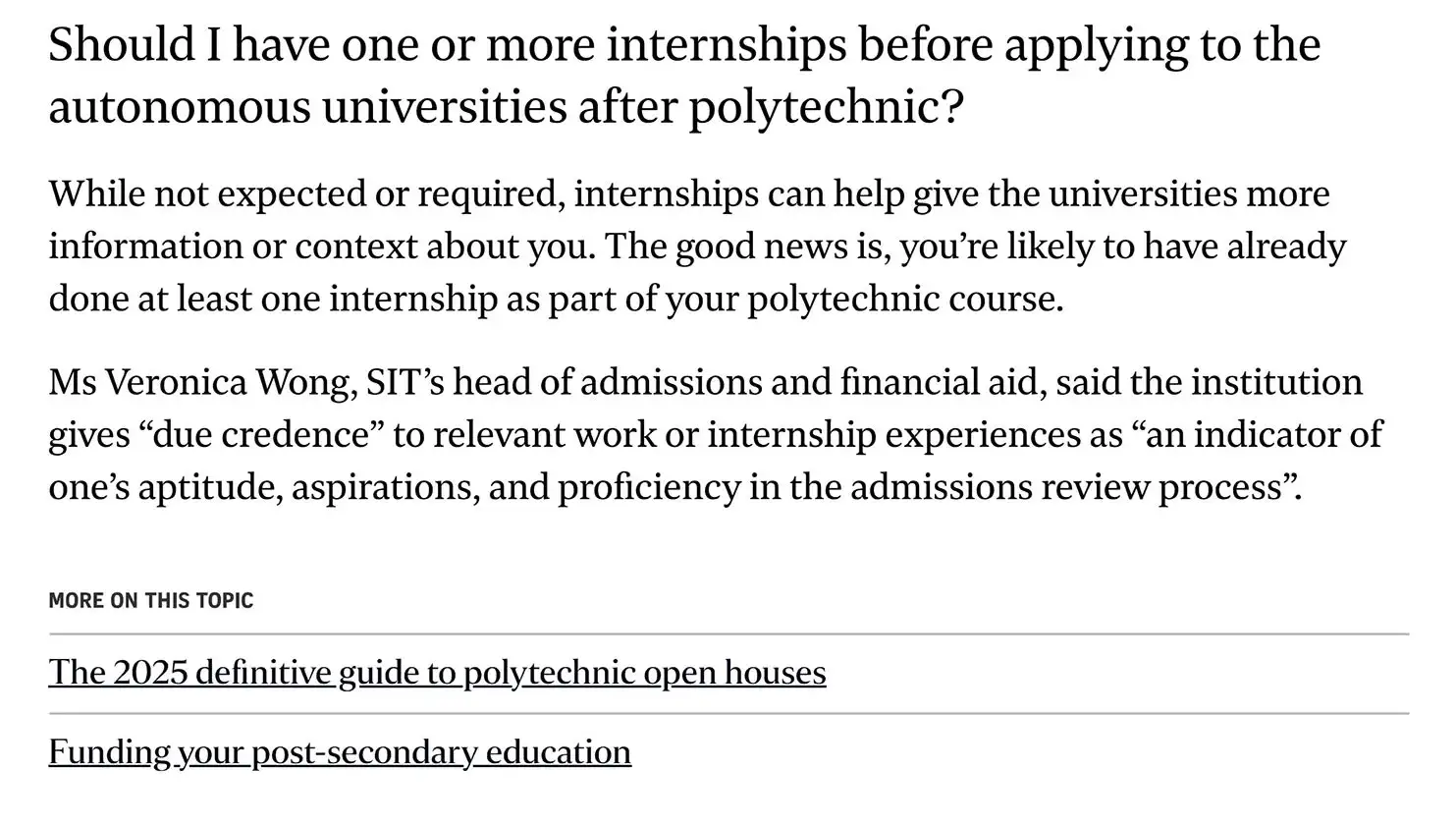 Should I have one or more internships before applying to the autonomous universities after polytechnic?