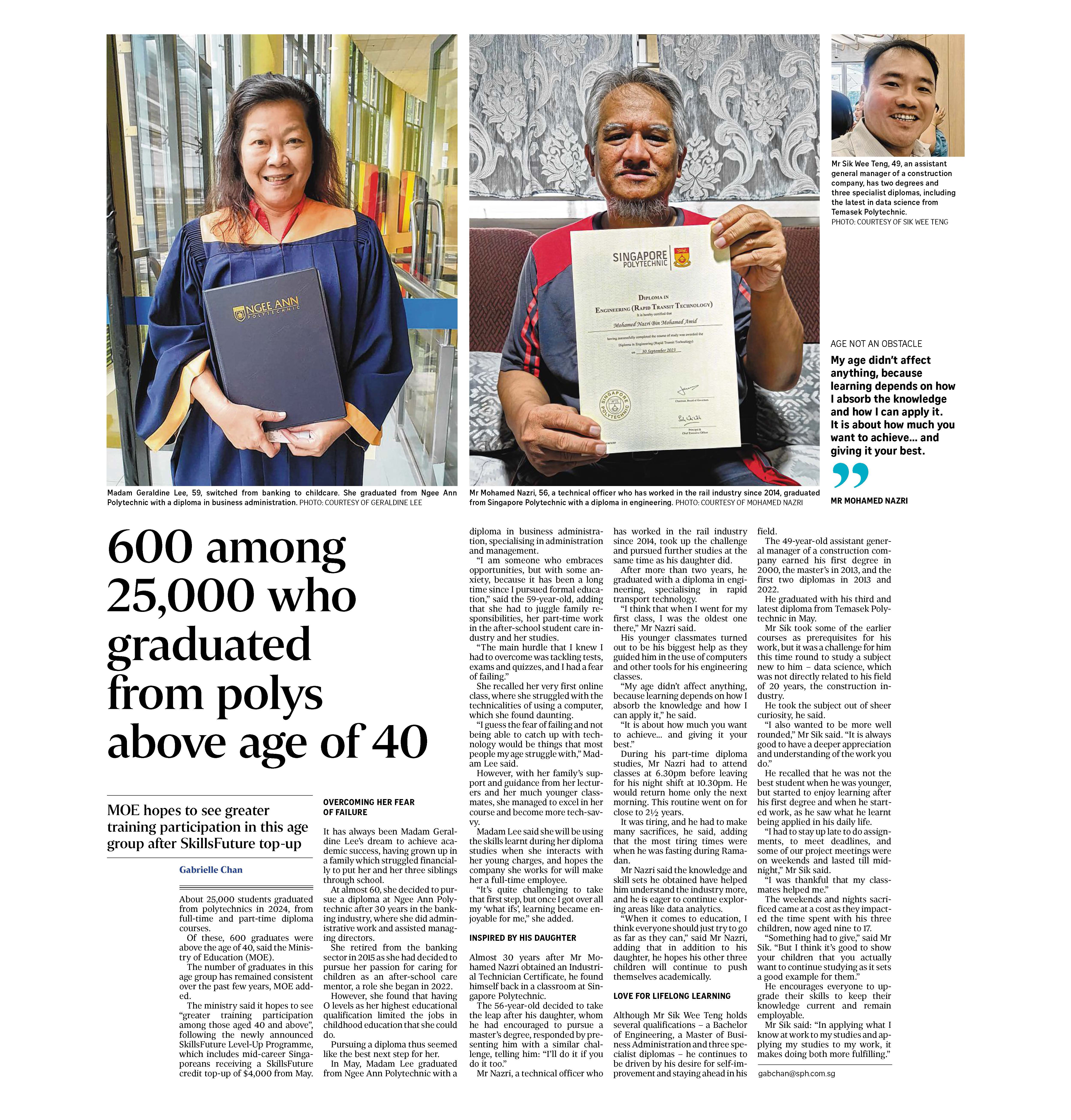 600 students above age of 40 graduate from polytechnics; man, 56, pursued further studies at the same time as daughter